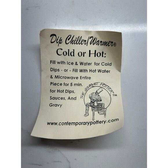 VINTAGE Contemporary Pottery Dip Chiller/Warmer Irises 3 pcs With XL Chip Tray - Picture 10 of 12